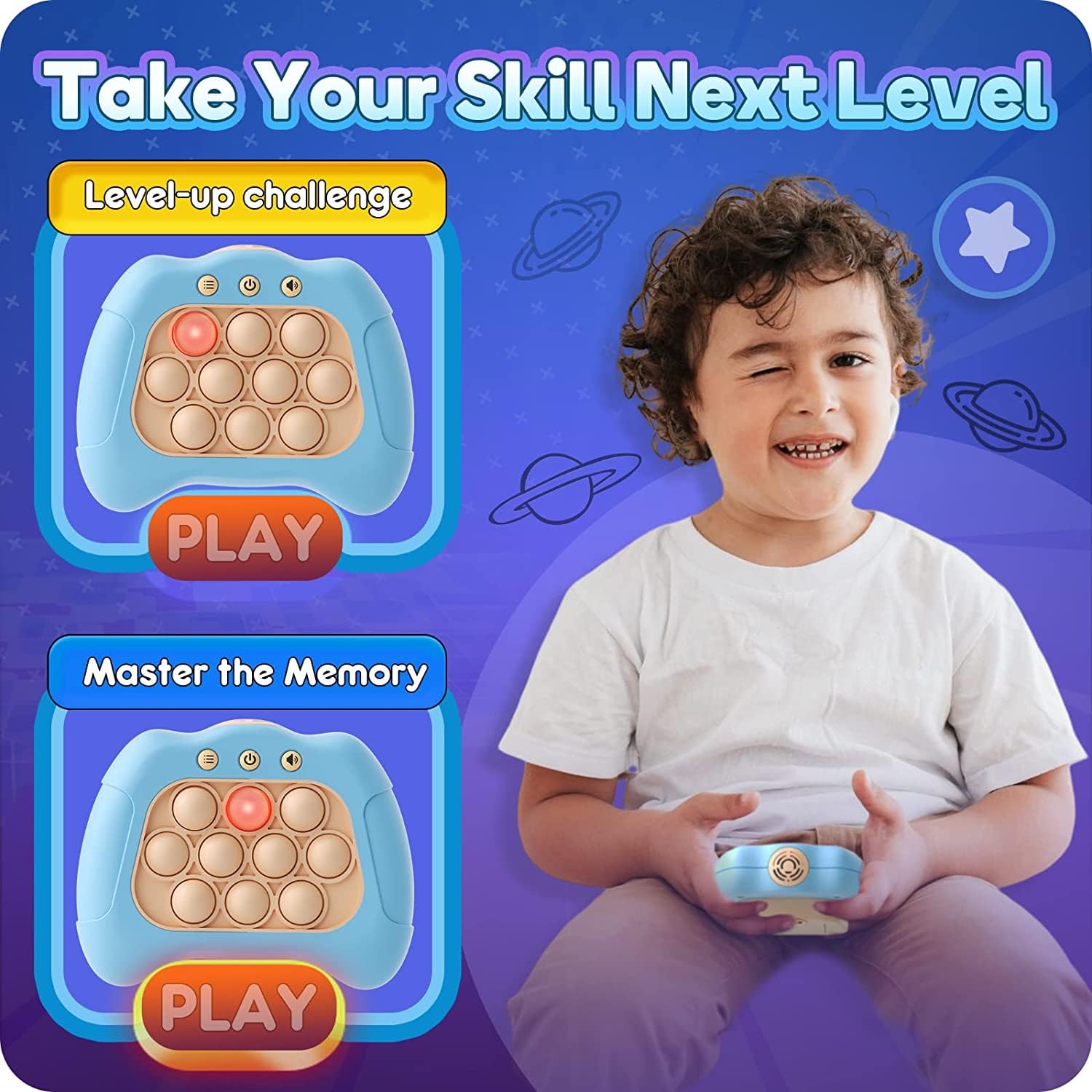 LED Pop It Fidget Toy with Music,Four Modes and Electronic Speed Push Game for Stress Relief and Brain Exercise,Ideal for Adults, Boys and Girls (Multicoloured) LED Pop It Fidget Toy with Music,Four Modes and Electronic Speed Push Game for Stress Relief and Brain Exercise,Ideal for Adults, Boys and Girls (Multicoloured)